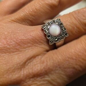 10k Marked Square Thick Lace Framed Soolod White Gold Old Ring 7 428 AU